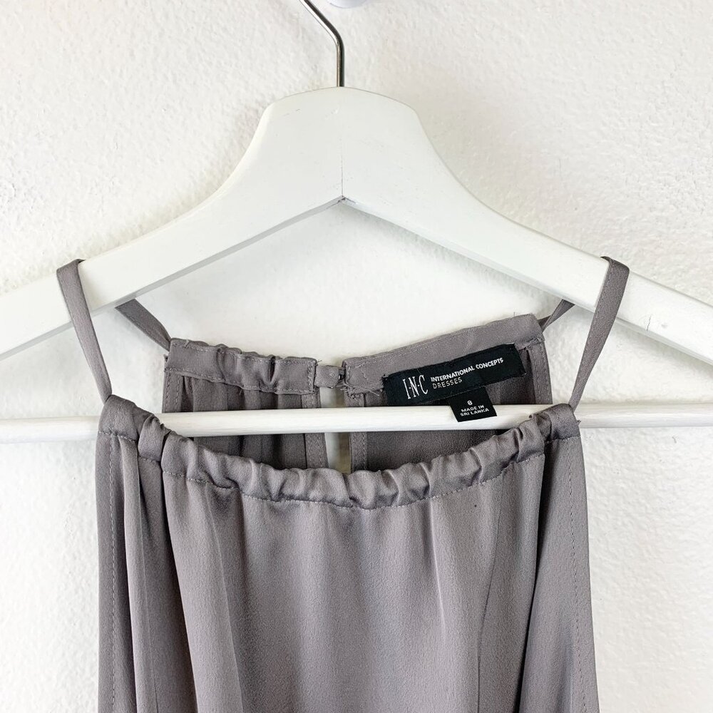 NWT INC International Concepts Satin Crepe Halter-Neck Midi Dress Size 8 - Picture 8 of 11